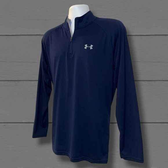 Under Armour Men’s Large 1/4 Zip Pullover Long Sleeve Shirt Blue Training Top - Picture 5 of 11